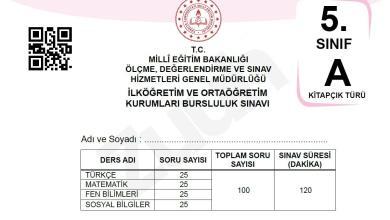 . sınıf bursluluk sınavı soruları pdf